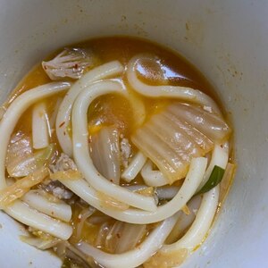 キムチ鍋の〆に食べるうどん